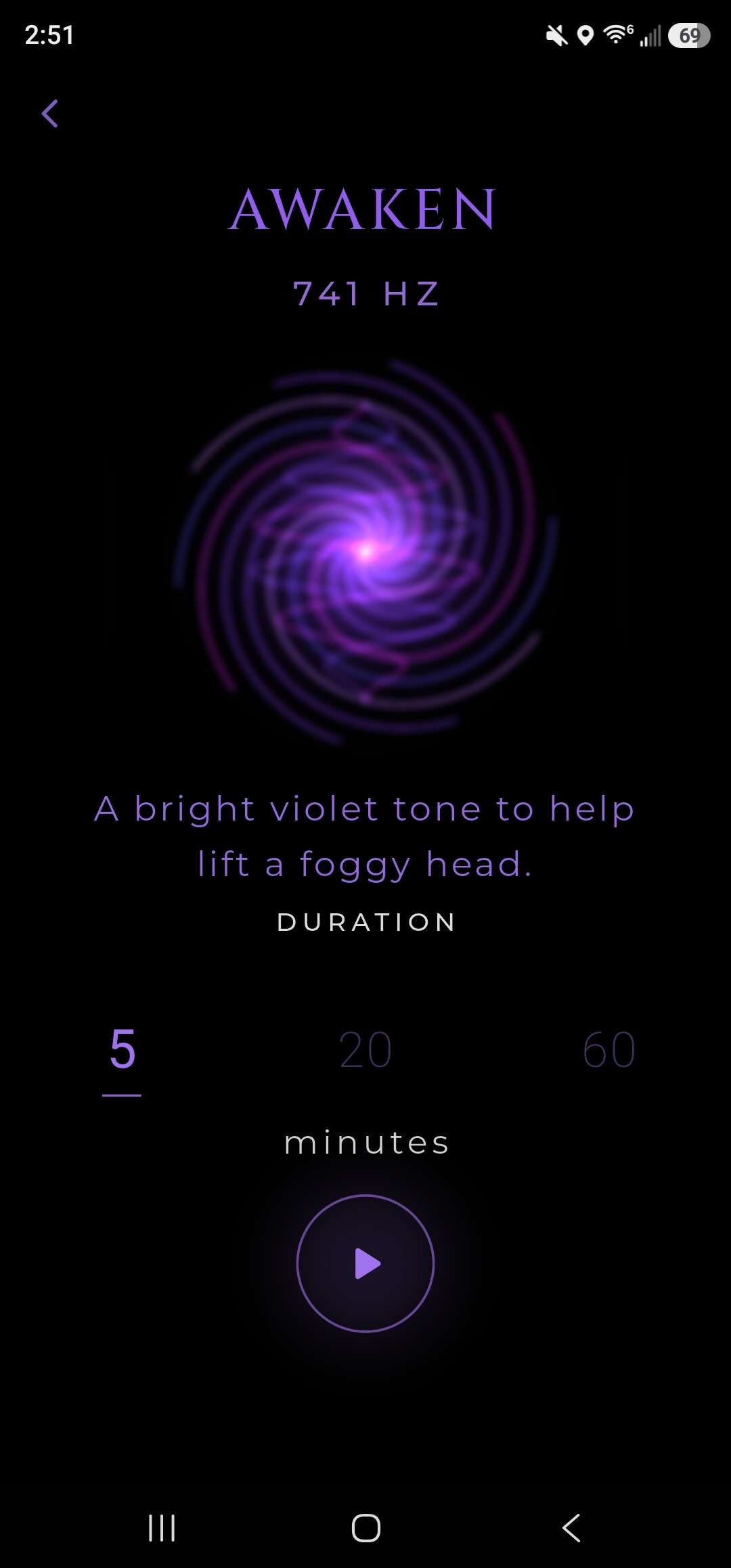 Aura Pulse frequency player — 741 Hz
